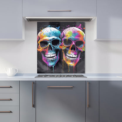 Splashart Happy Skeletons In Glasses Kitchen Splashback