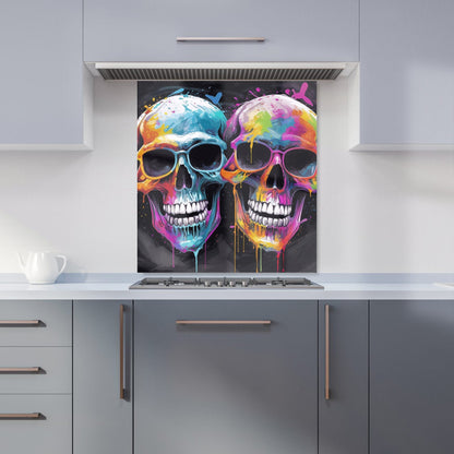 Splashart Happy Skeletons In Glasses Kitchen Splashback