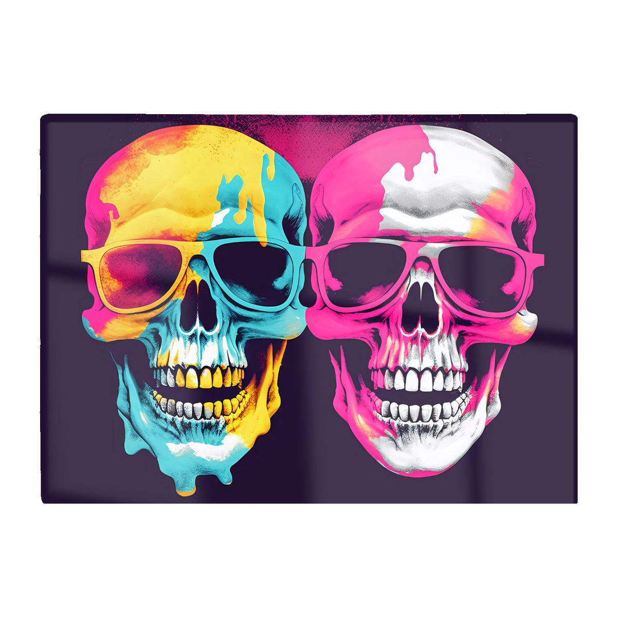 Pinks And Blue Happy Skeletons Chopping Board