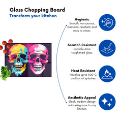 Pinks And Blue Happy Skeletons Chopping Board