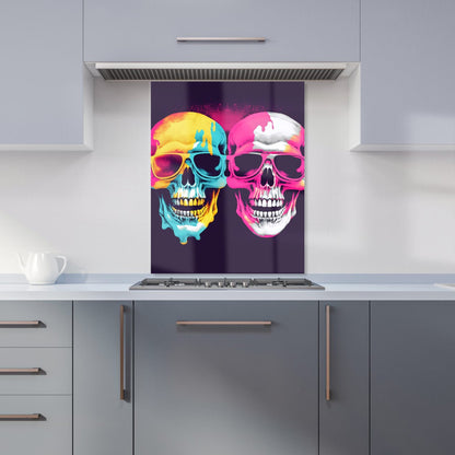 Pinks And Blue Happy Skeletons Kitchen Splashback