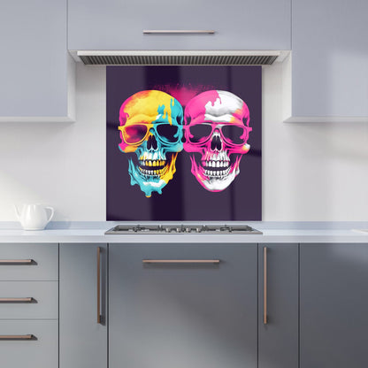 Pinks And Blue Happy Skeletons Kitchen Splashback