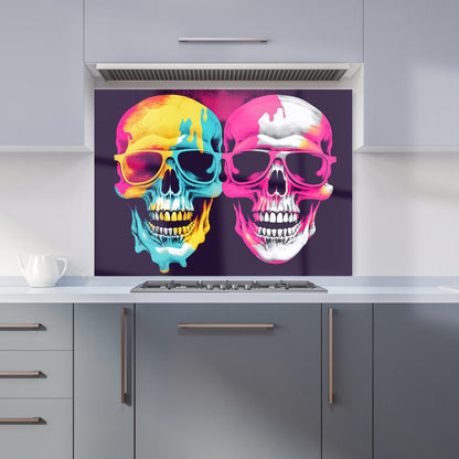 Pinks And Blue Happy Skeletons Kitchen Splashback