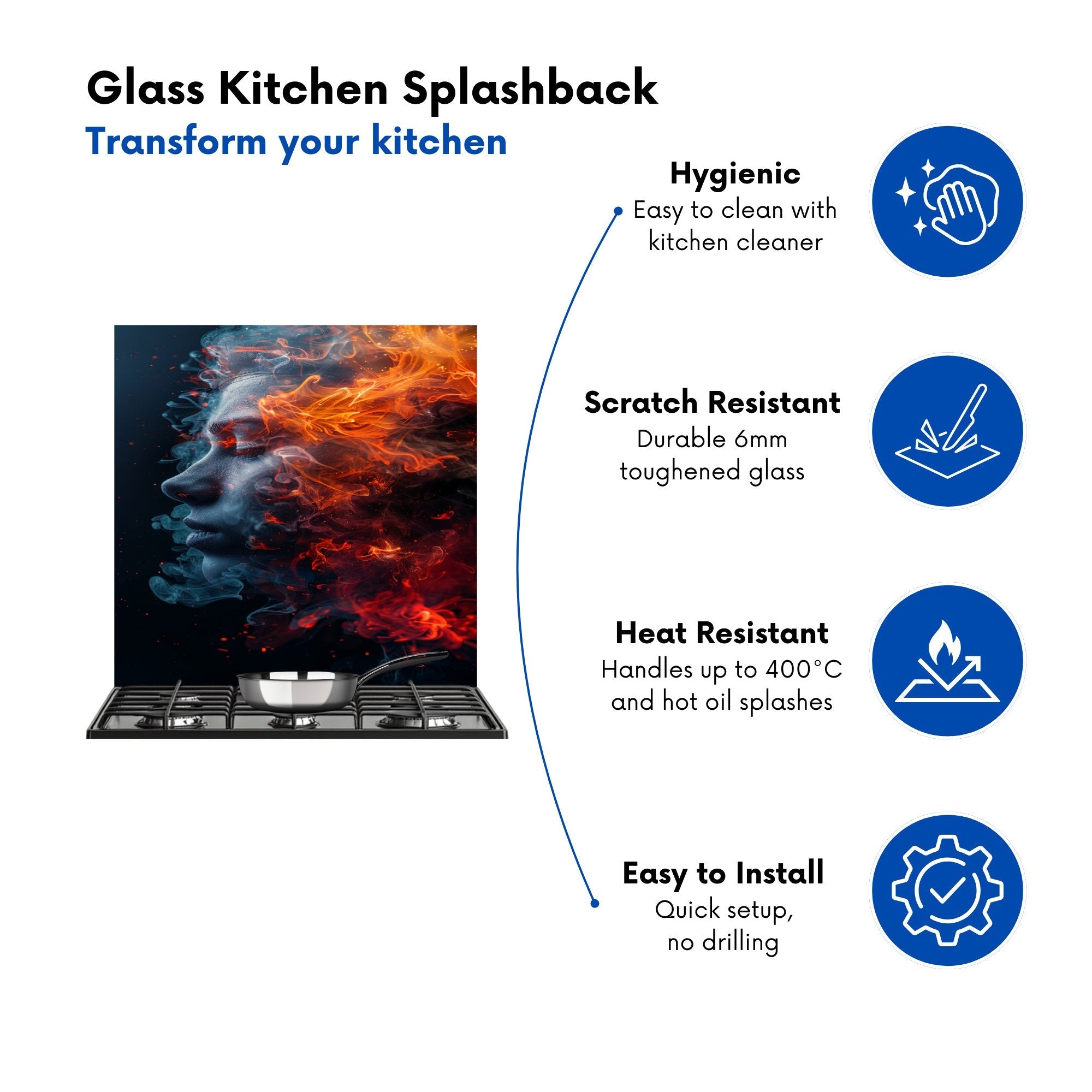 Fiery Mindscape: Portrait In Flames Kitchen Splashback
