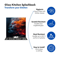 Fiery Mindscape: Portrait In Flames Kitchen Splashback