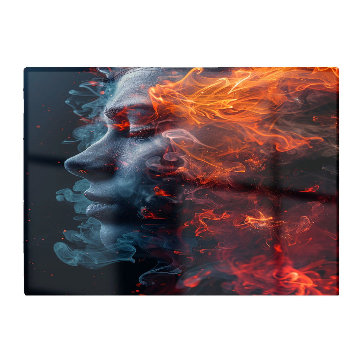 Fiery Mindscape: Portrait In Flames Chopping Board