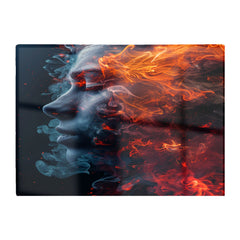 Fiery Mindscape: Portrait In Flames Chopping Board