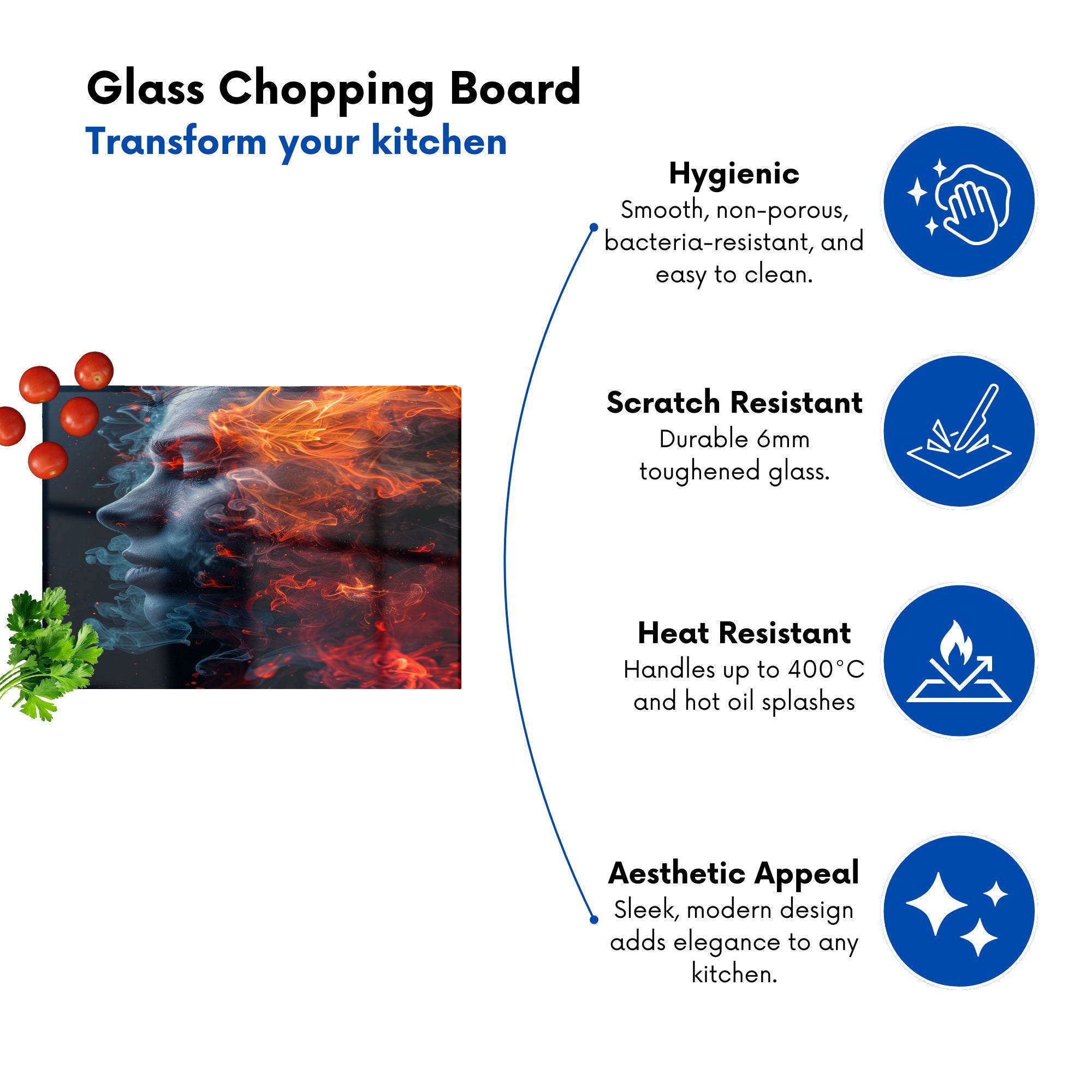 Fiery Mindscape: Portrait In Flames Chopping Board