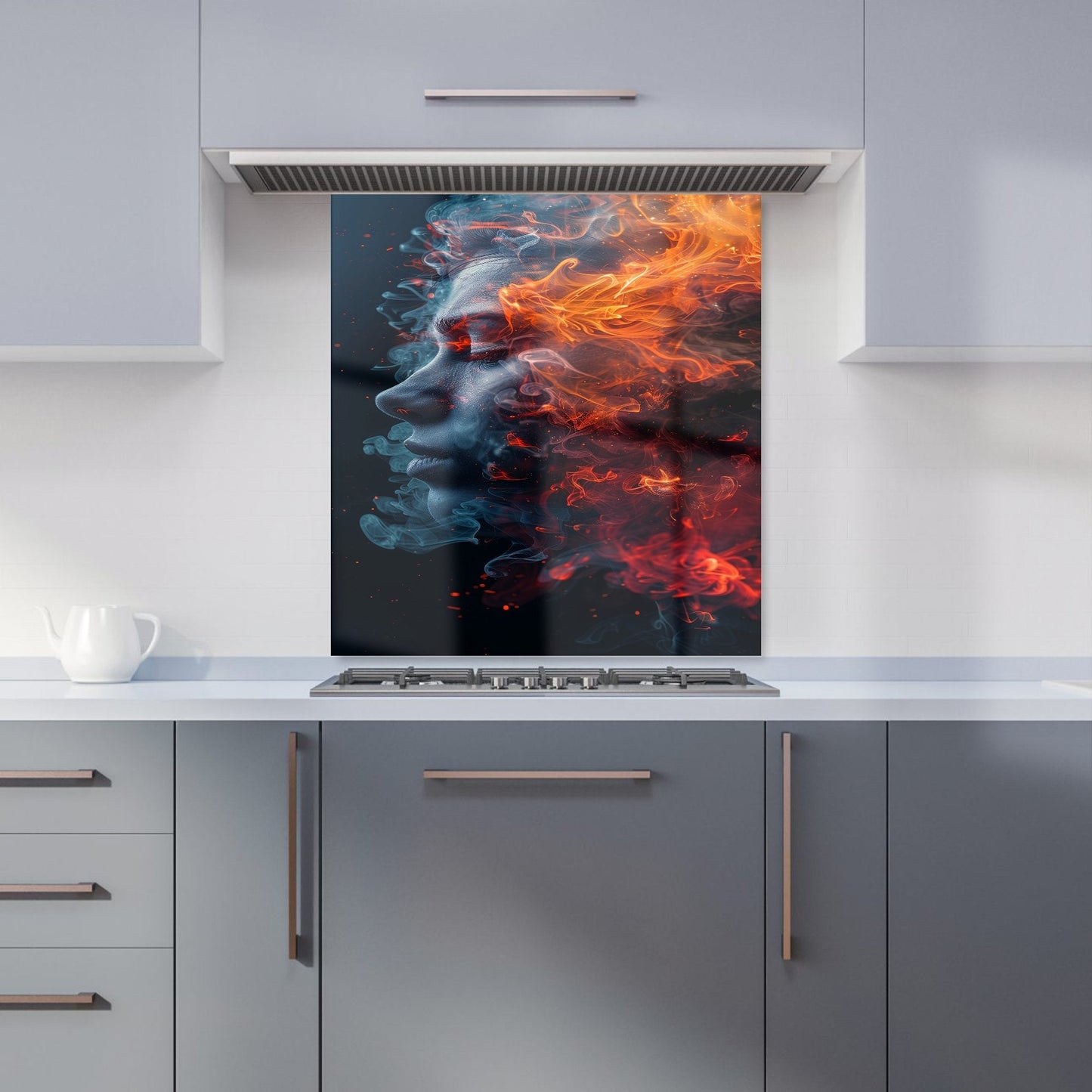 Fiery Mindscape: Portrait In Flames Kitchen Splashback