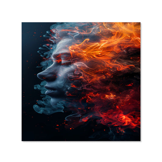 Fiery Mindscape: Portrait In Flames Kitchen Splashback