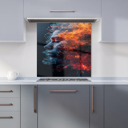 Fiery Mindscape: Portrait In Flames Kitchen Splashback