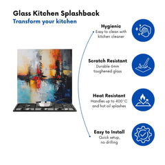 Reflective Splendour: City In Abstract Kitchen Splashback