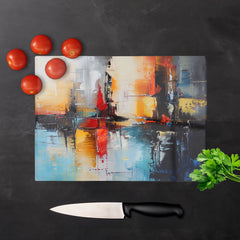 Reflective Splendour: City In Abstract Chopping Board