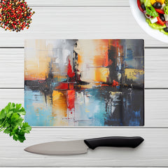Reflective Splendour: City In Abstract Chopping Board