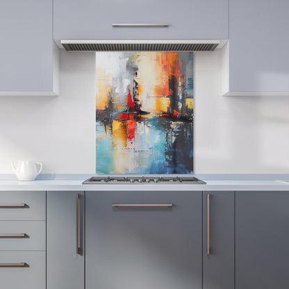 Reflective Splendour: City In Abstract Kitchen Splashback