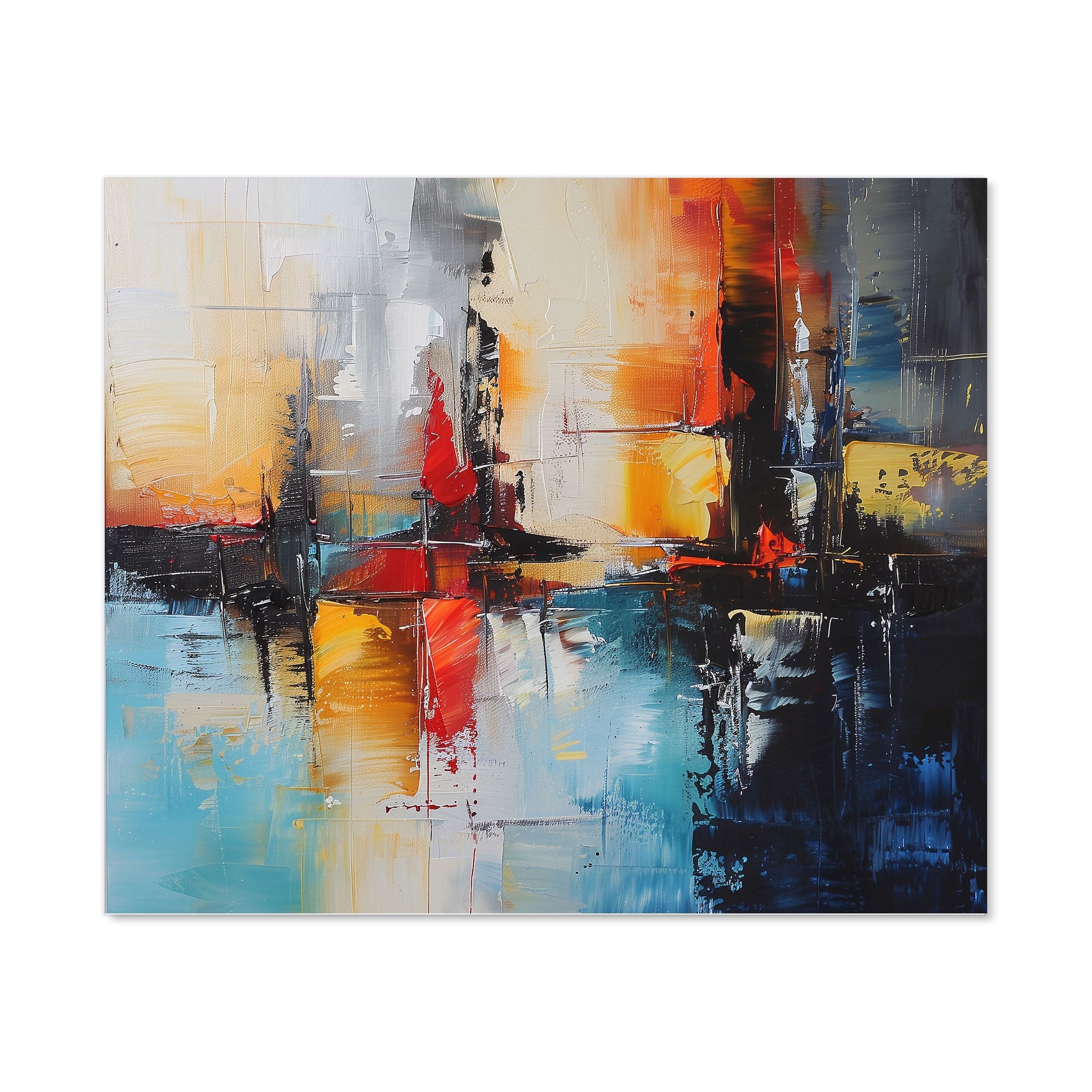 Reflective Splendour: City In Abstract Kitchen Splashback