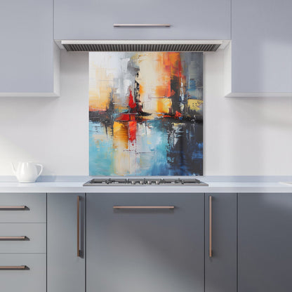 Reflective Splendour: City In Abstract Kitchen Splashback