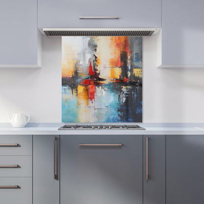 Reflective Splendour: City In Abstract Kitchen Splashback