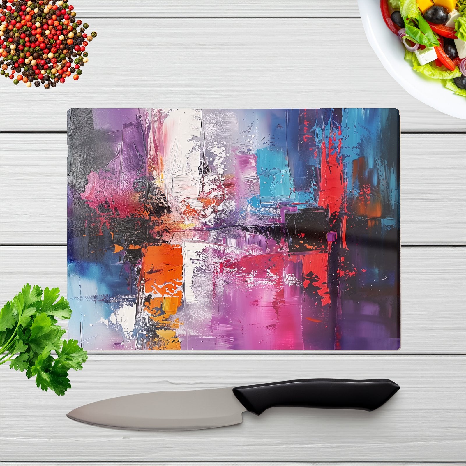 Vibrant Metropolis: A Palette Of Emotions Chopping Board
