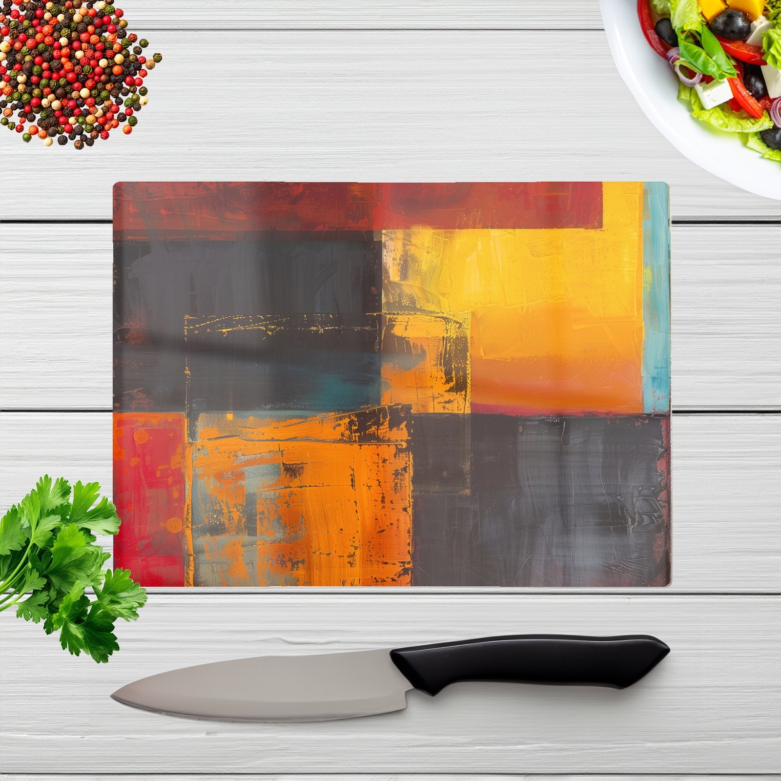 Golden Blocks Of Abstract Chopping Board