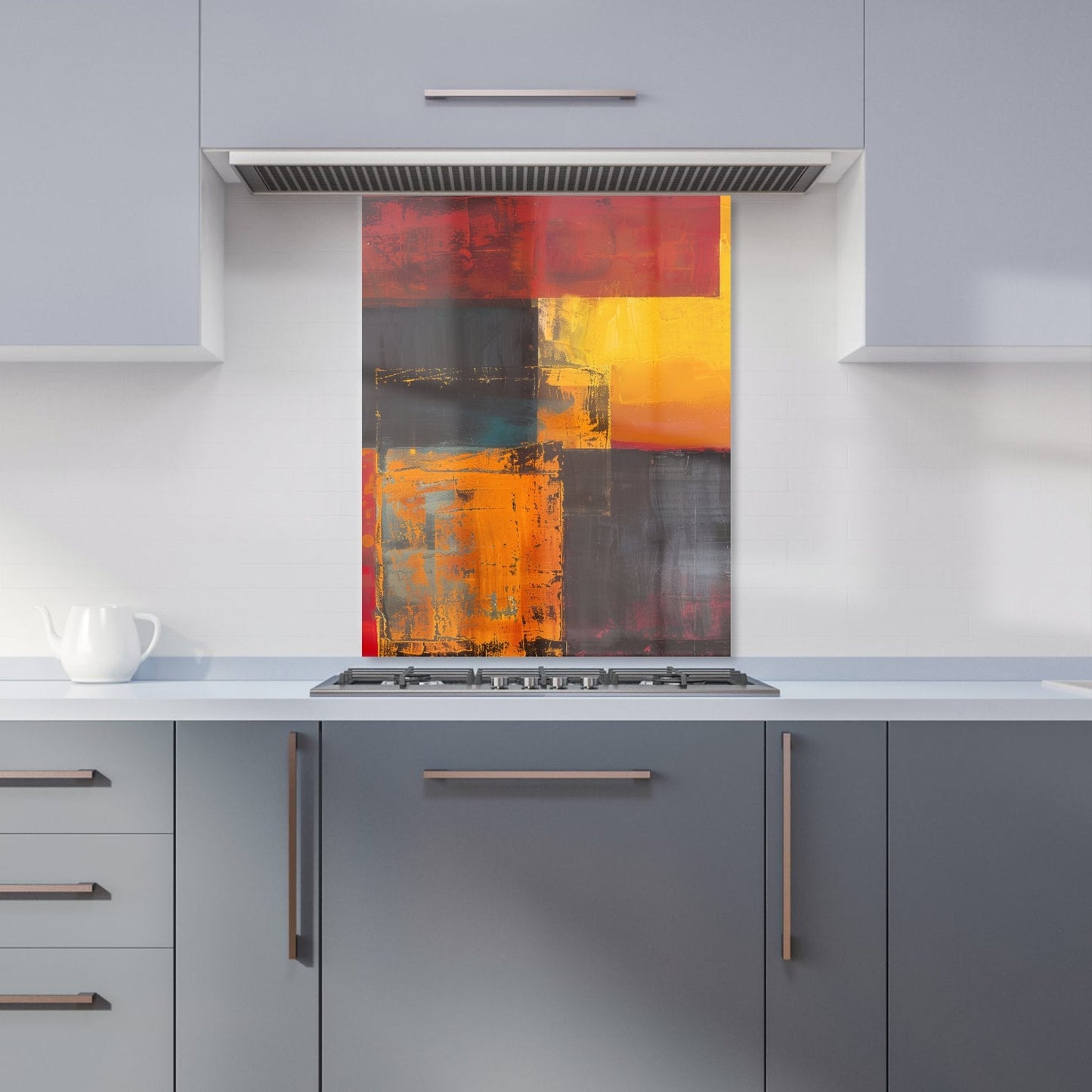 Golden Blocks Of Abstract Kitchen Splashback