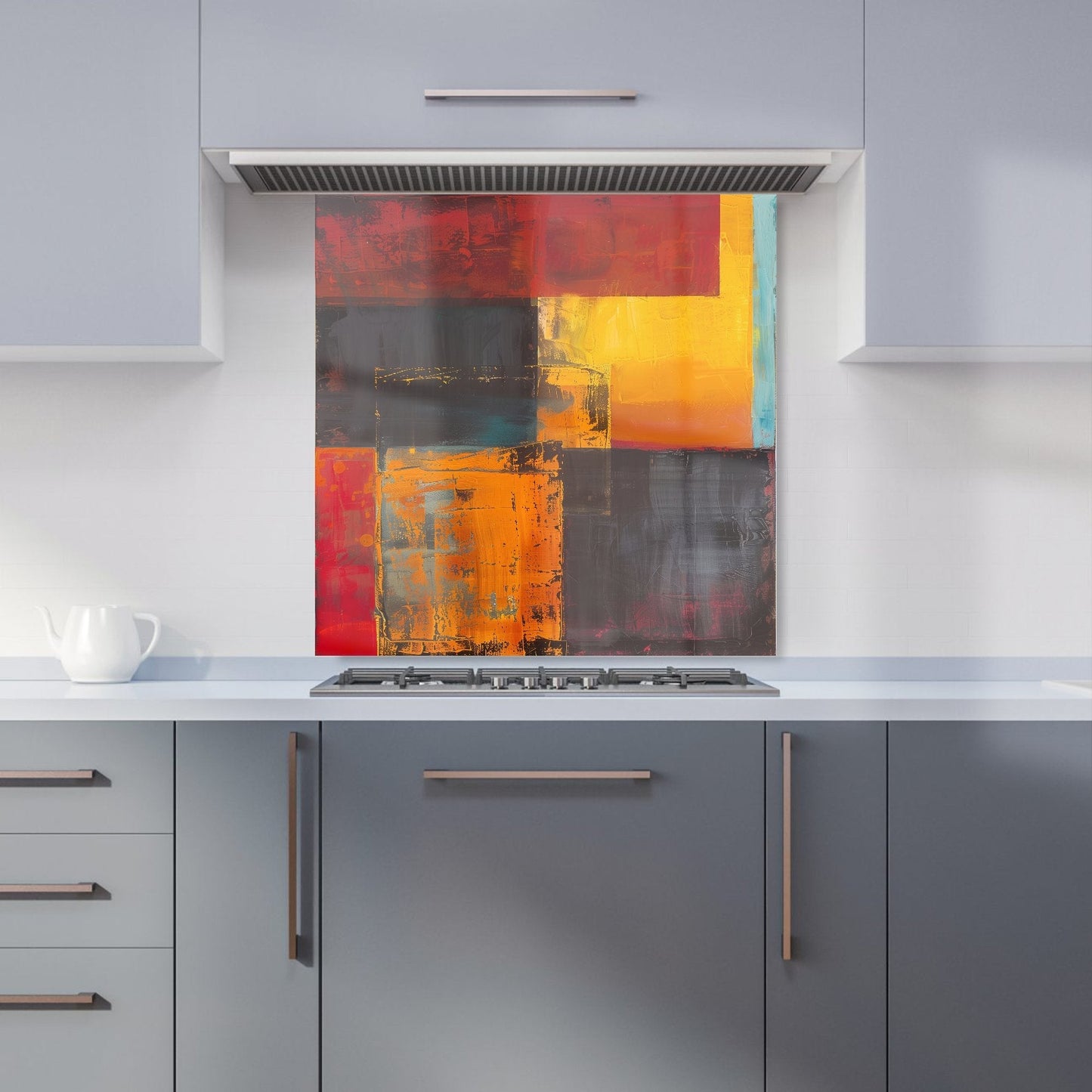 Golden Blocks Of Abstract Kitchen Splashback