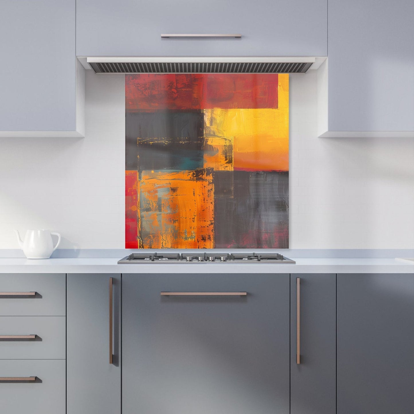 Golden Blocks Of Abstract Kitchen Splashback