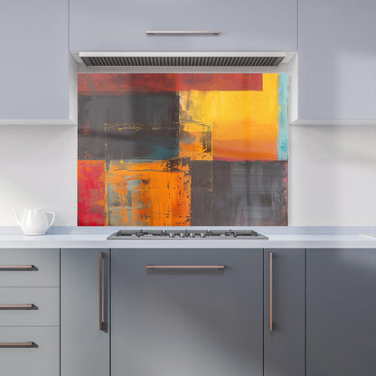 Golden Blocks Of Abstract Kitchen Splashback