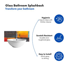 Golden Blocks Of Abstract Glass Bathroom Splashback