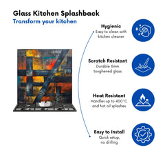 Geometric Interplay: Abstract Patterns Kitchen Splashback