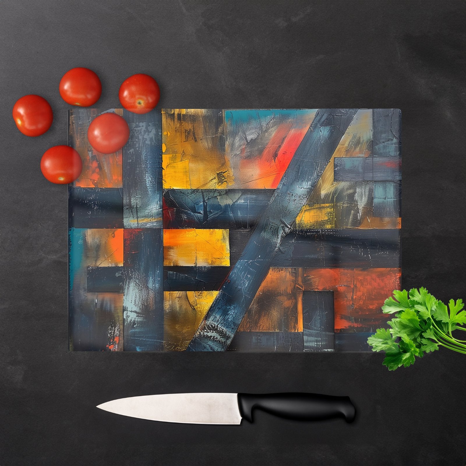 Geometric Interplay: Abstract Patterns Chopping Board