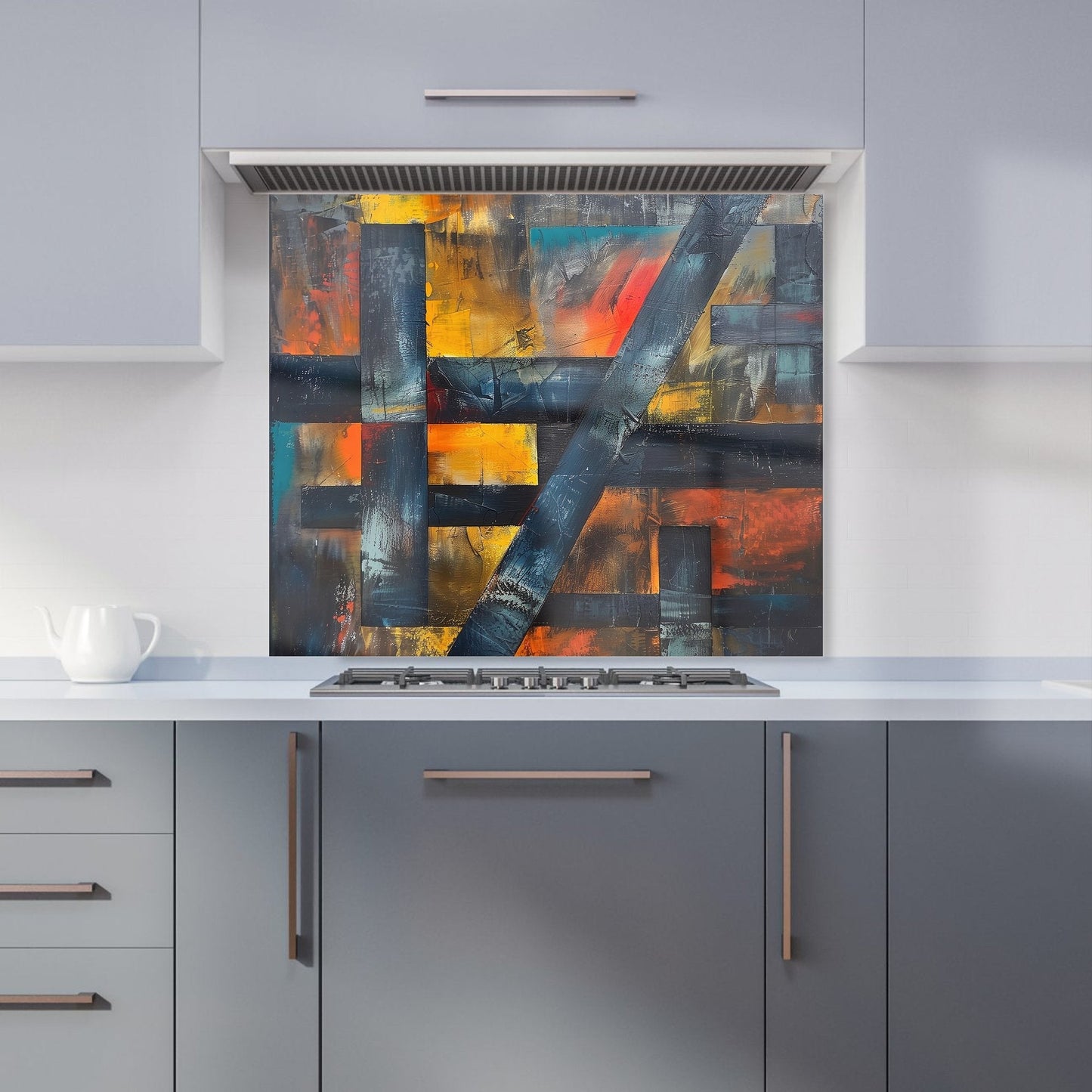 Geometric Interplay: Abstract Patterns Kitchen Splashback