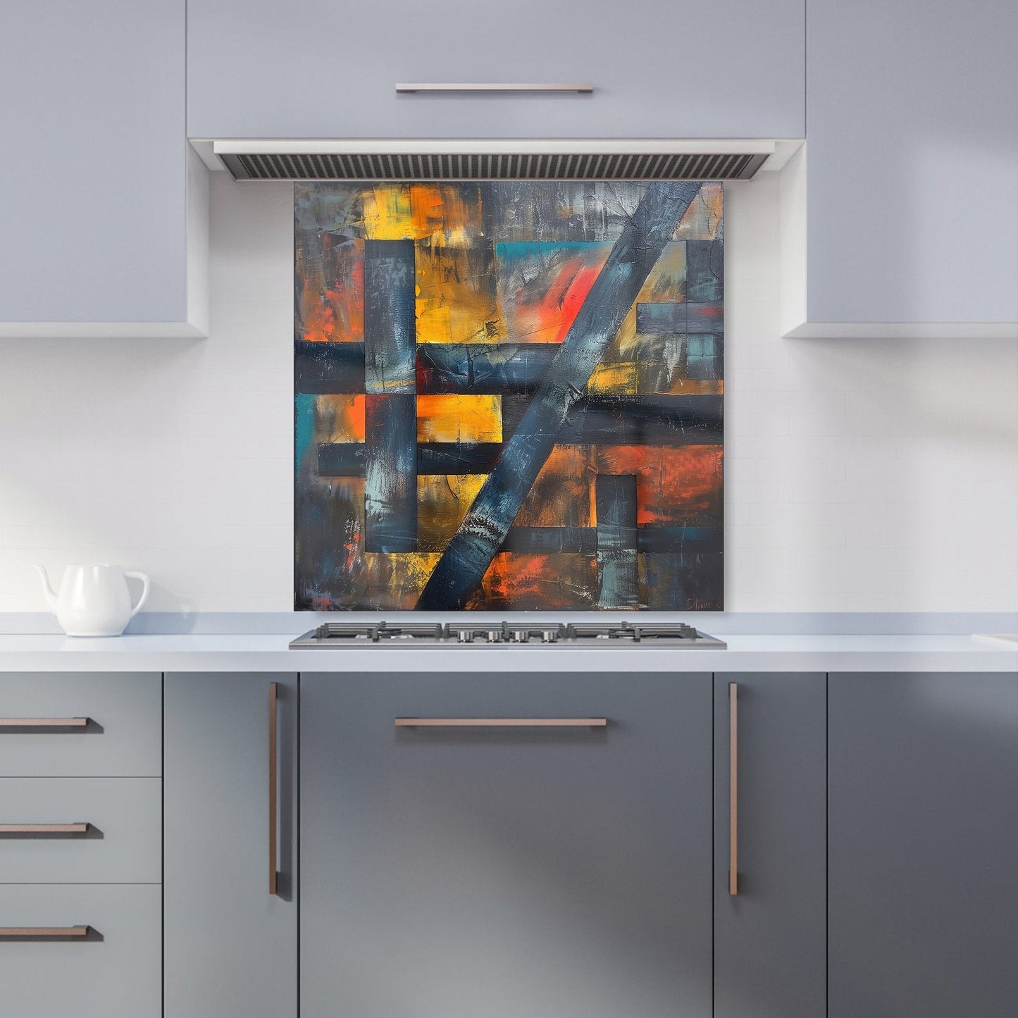 Geometric Interplay: Abstract Patterns Kitchen Splashback