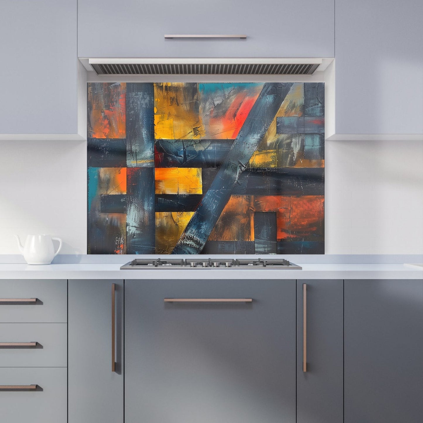 Geometric Interplay: Abstract Patterns Kitchen Splashback