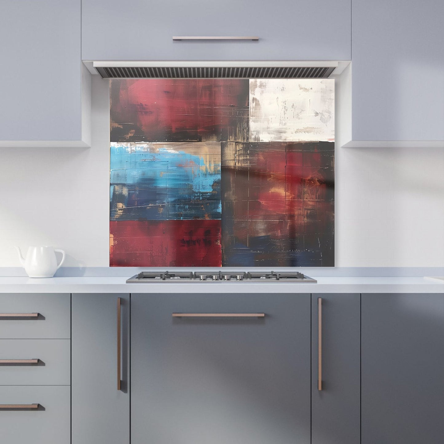 Rustic Harmony In Bold Colours Kitchen Splashback