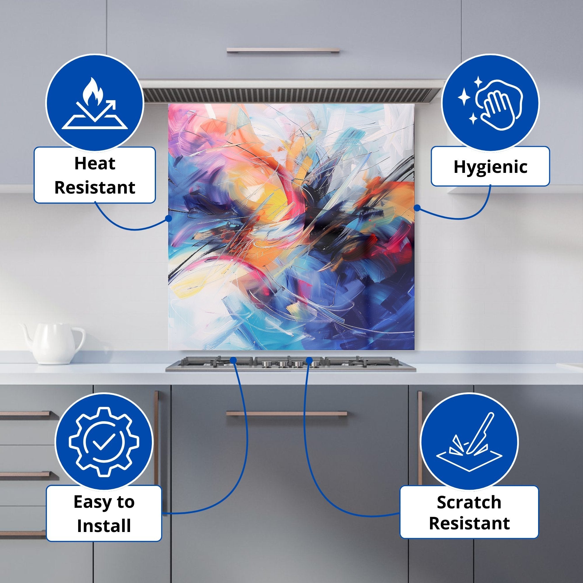 Serene Explosion: Calm Amidst Colours Kitchen Splashback