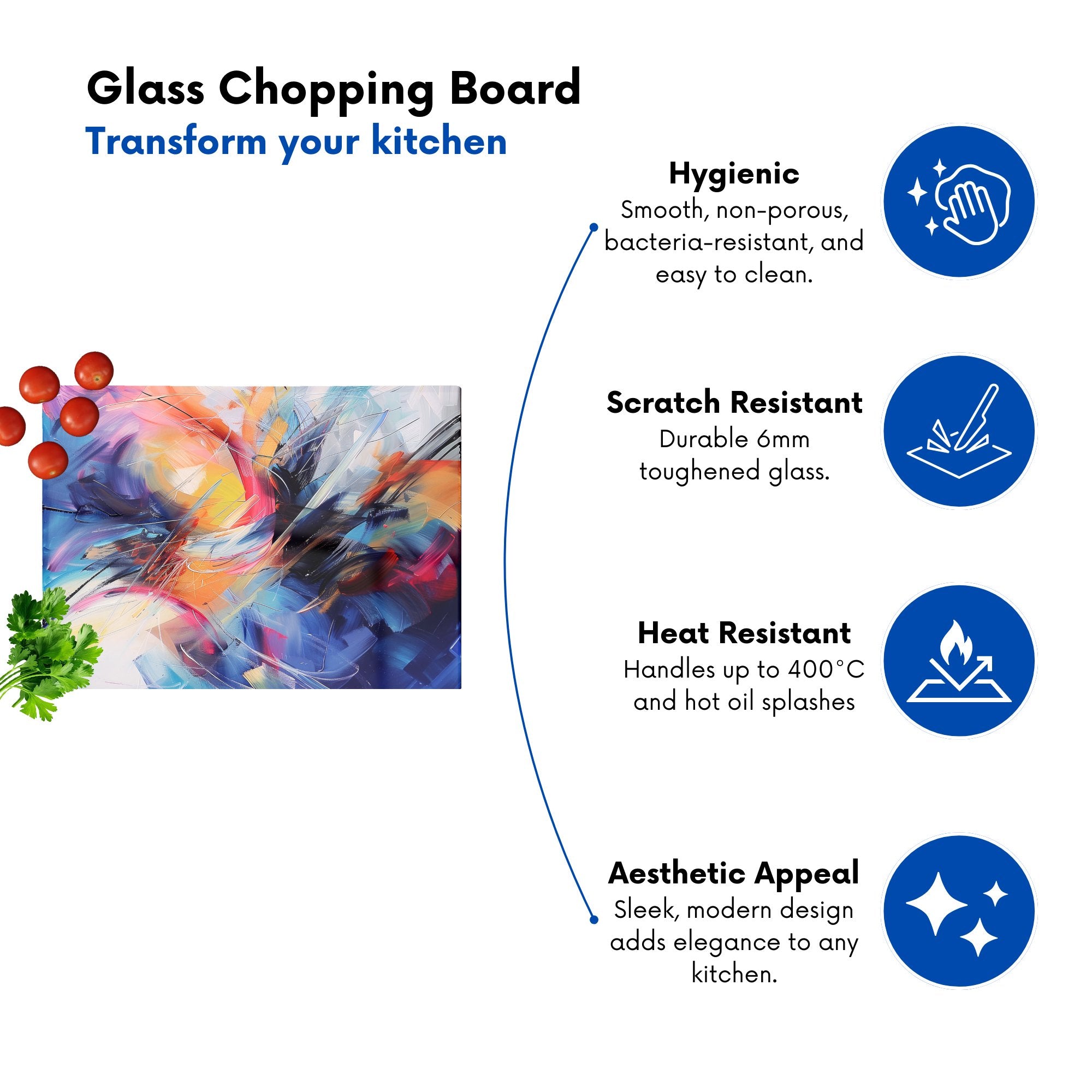 Serene Explosion: Calm Amidst Colours Chopping Board