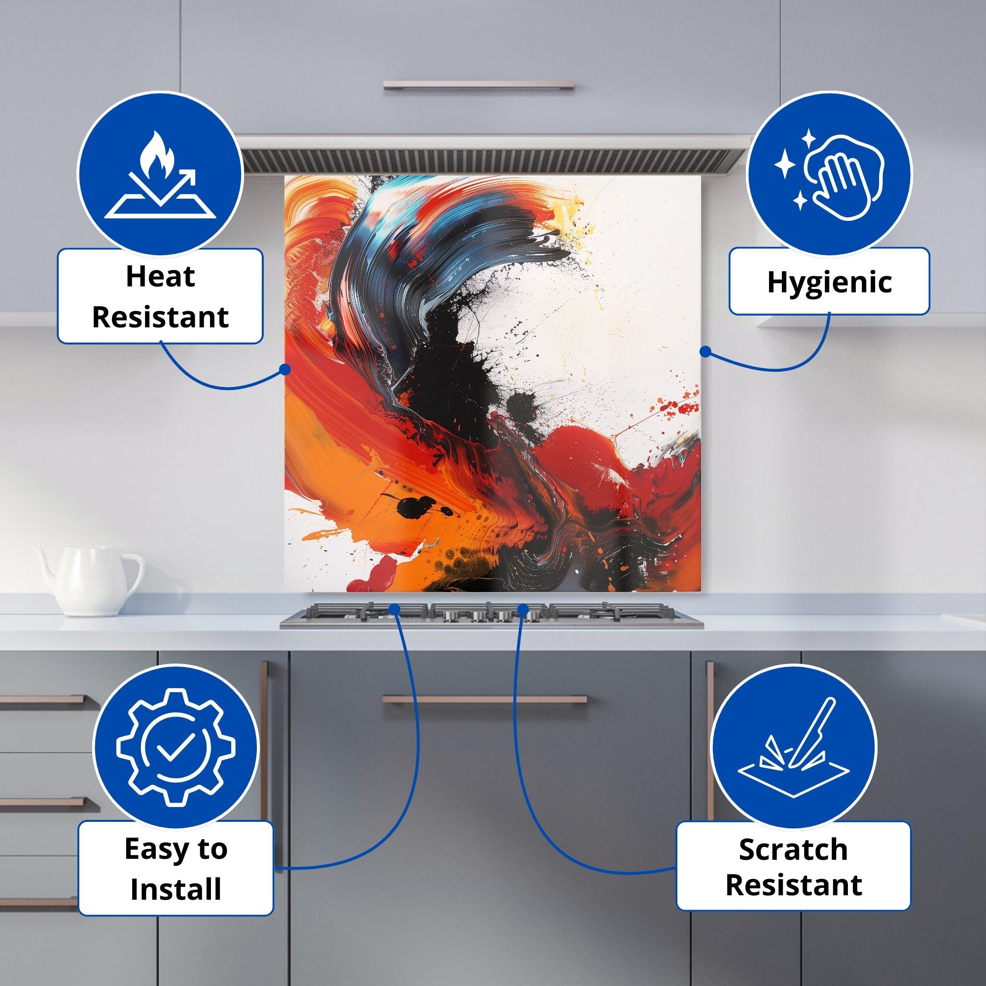 Fiery Waves: Abstract Motion Kitchen Splashback
