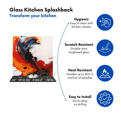 Fiery Waves: Abstract Motion Kitchen Splashback