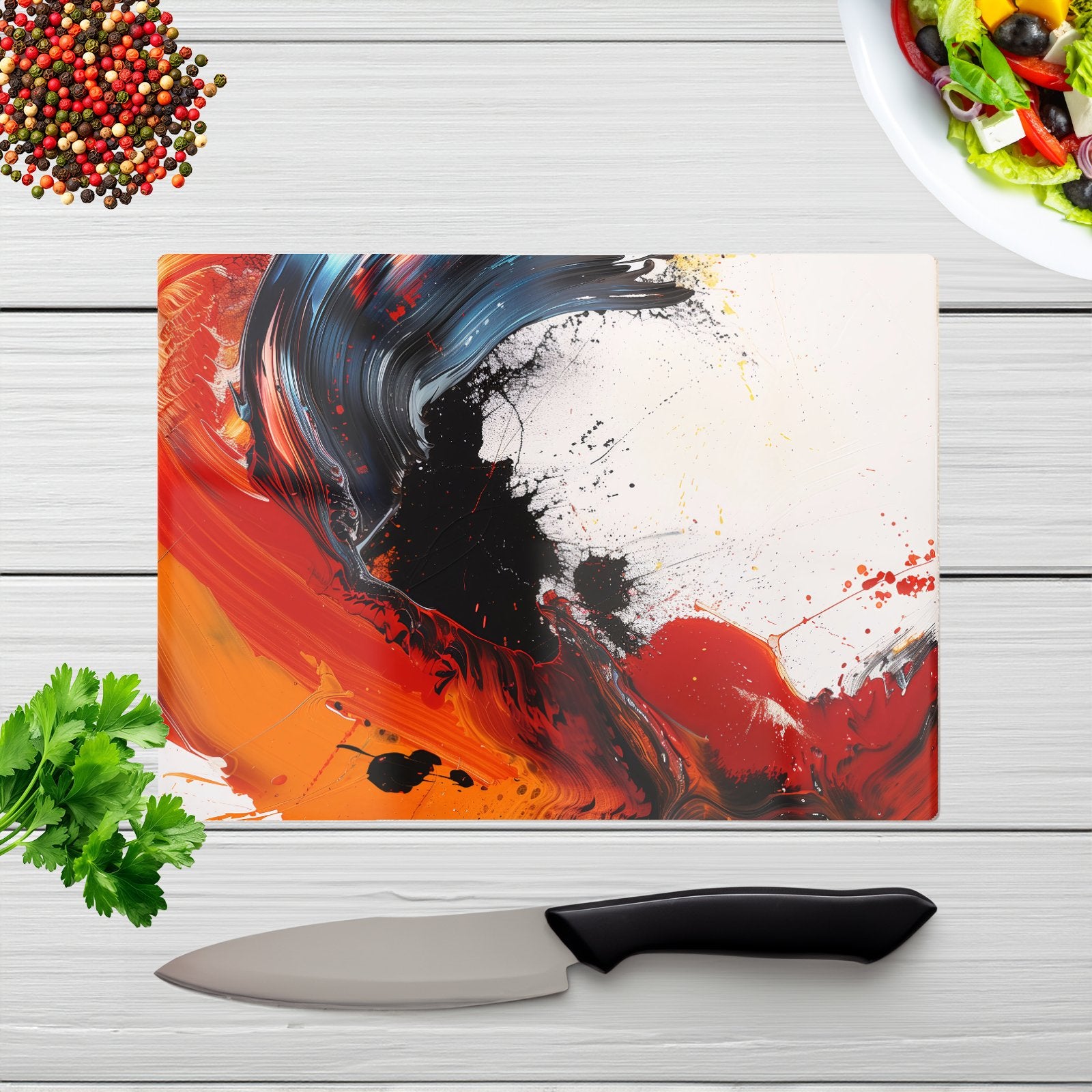 Fiery Waves: Abstract Motion Chopping Board