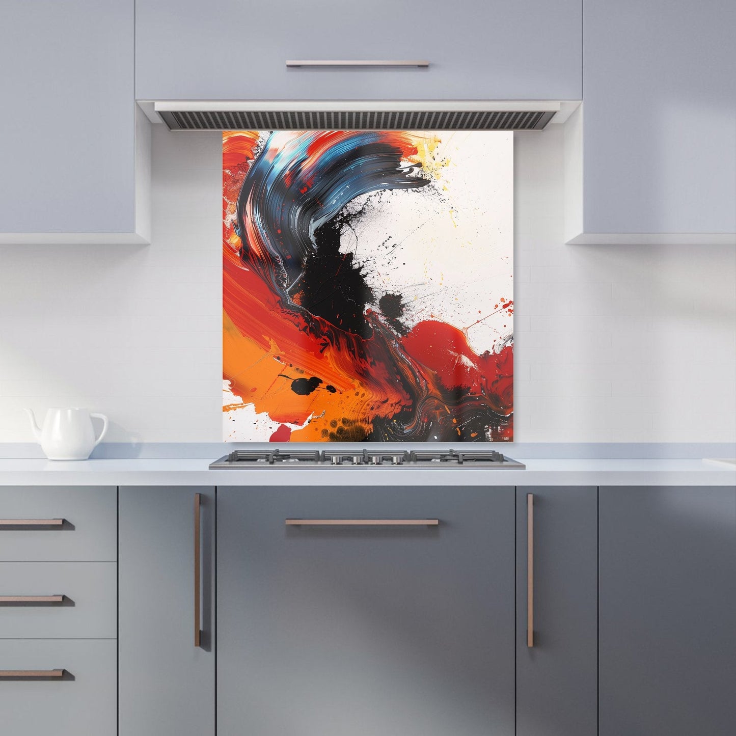 Fiery Waves: Abstract Motion Kitchen Splashback