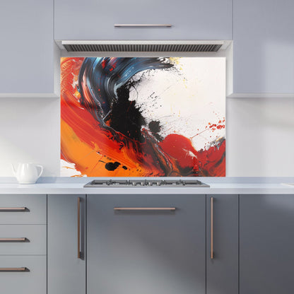 Fiery Waves: Abstract Motion Kitchen Splashback