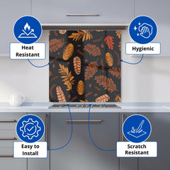 Autumn Leaves And Pinecones Kitchen Splashback