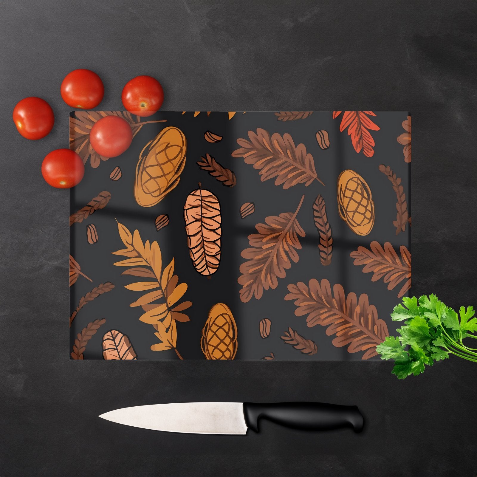 Autumn Leaves And Pinecones Chopping Board