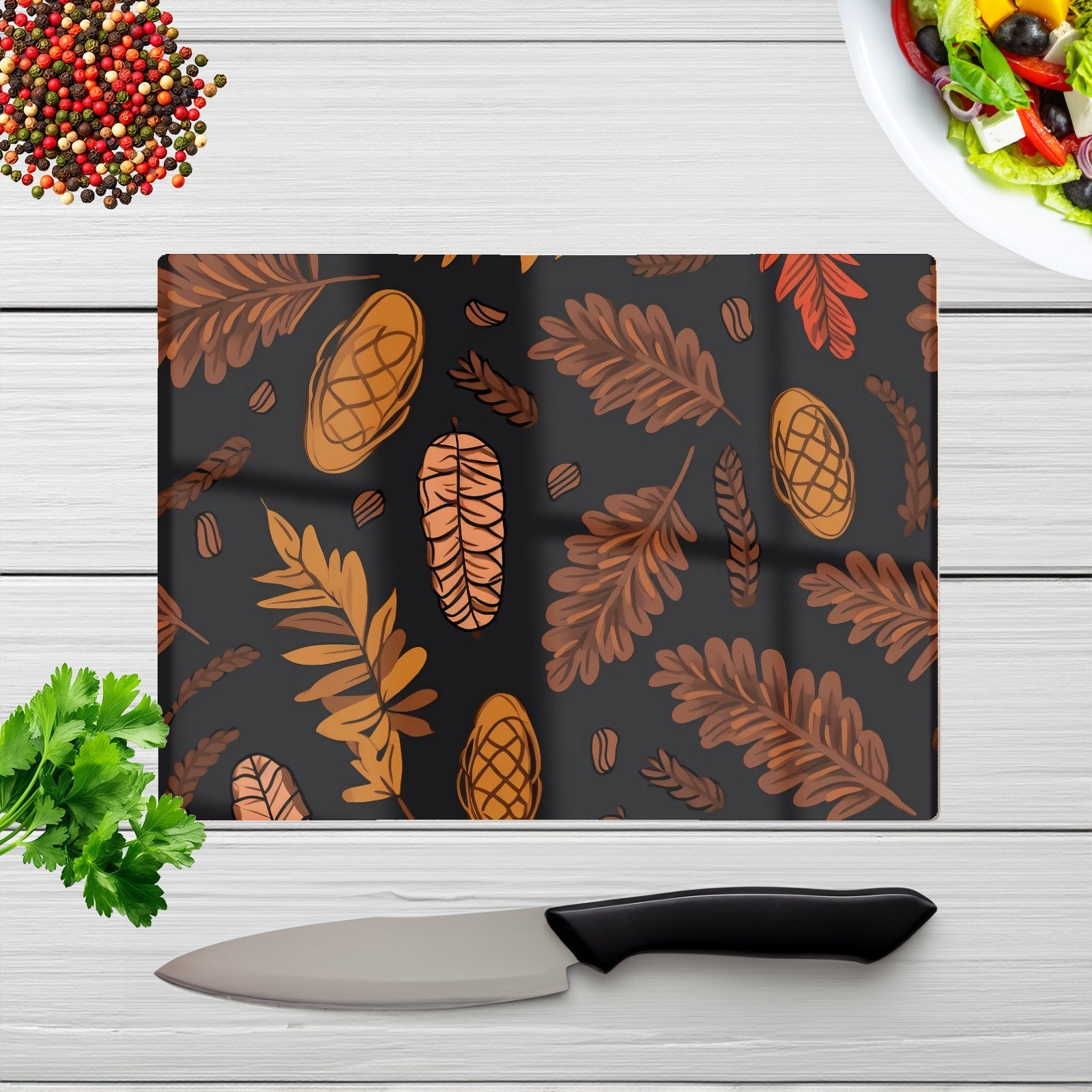 Autumn Leaves And Pinecones Chopping Board