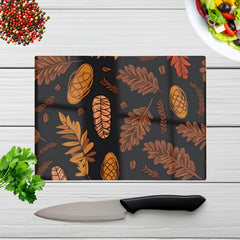 Autumn Leaves And Pinecones Chopping Board