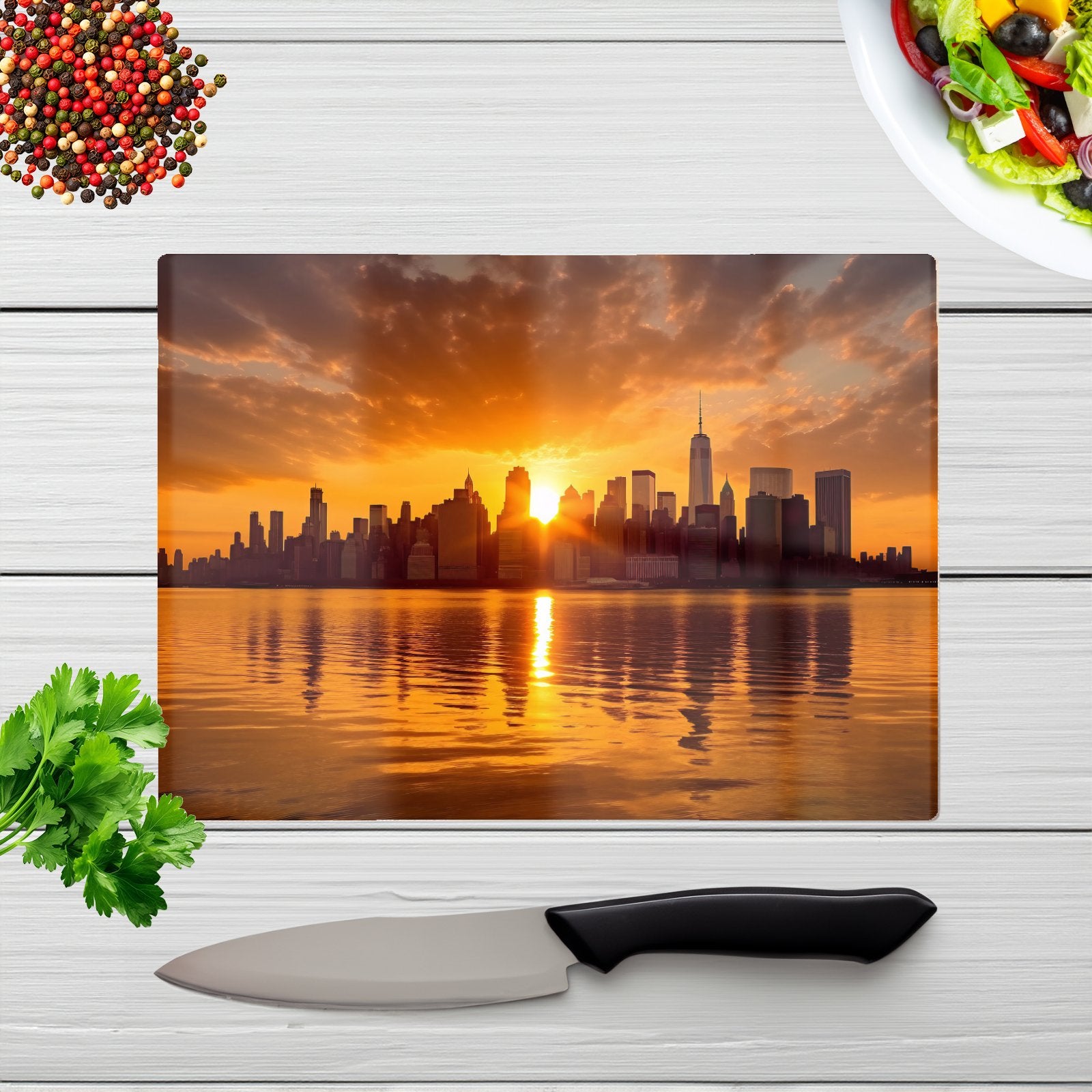 Sunrise In The City Chopping Board