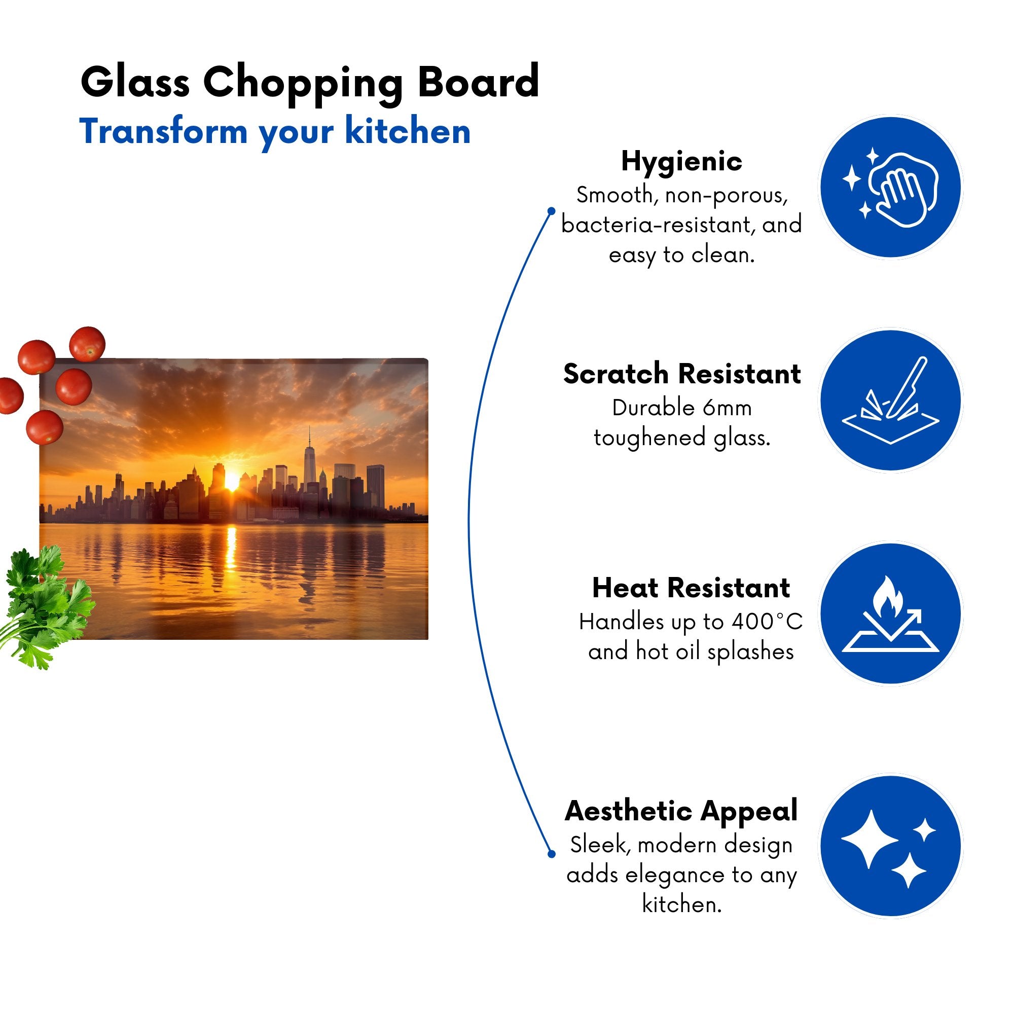 Sunrise In The City Chopping Board