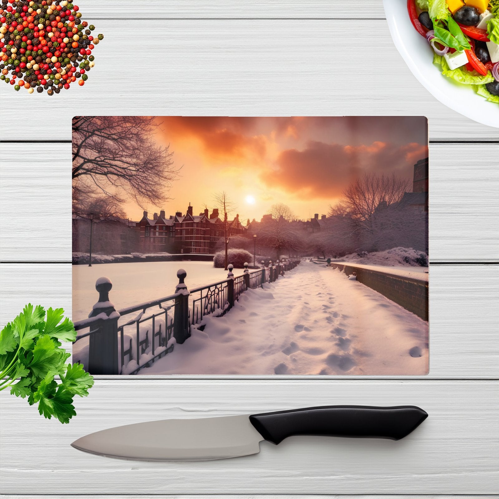 A Snowy Walk In London Chopping Board