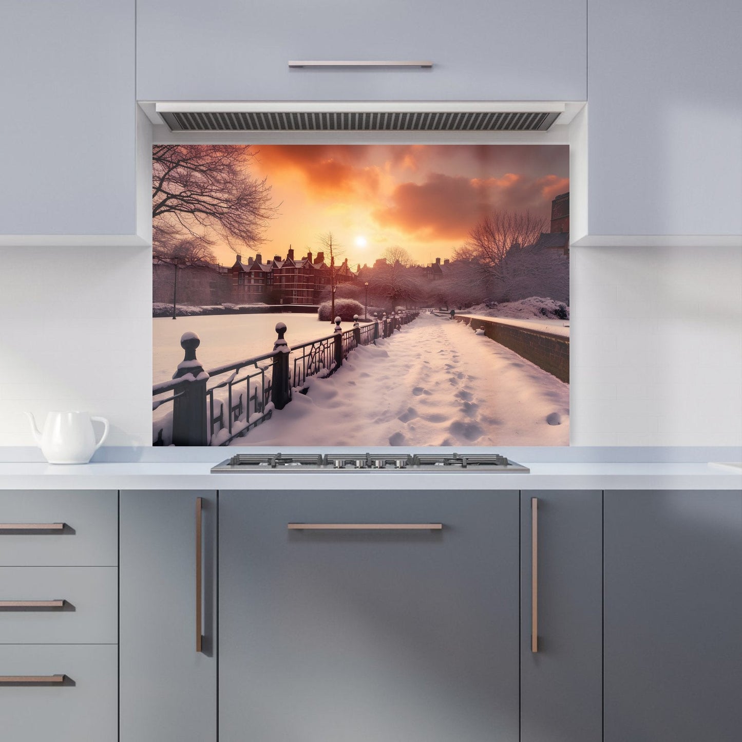 A Snowy Walk In London Kitchen Splashback